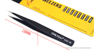 ONLYOU ESD-16 Stainless Steel Precision Straight Tweezers