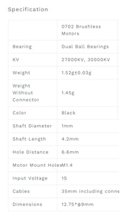 Betafpv 0702 Brushless Motors 27000kv