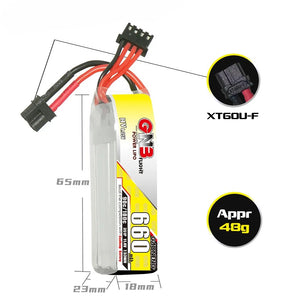GAONENG GNB LiHV 3S 11.4V 660mAh 90C XT30 LiPo Battery