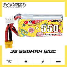 Load image into Gallery viewer, GAONENG GNB LiHV 3S 11.4V 550mAh 120C XT30 LiPo Battery