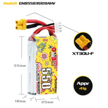 Load image into Gallery viewer, GAONENG GNB LiHV 3S 11.4V 550mAh 120C XT30 LiPo Battery