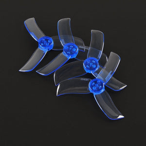 Gemfan 2 Pairs Hulkie 2040 2.0X4.0 PC 3-blade Propeller CW CCW for 0806-1105 Motor RC FPV Racing Drone - clear blue and clear white