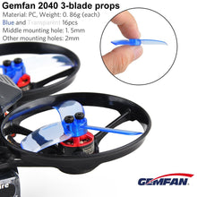 Load image into Gallery viewer, Gemfan 2 Pairs Hulkie 2040 2.0X4.0 PC 3-blade Propeller CW CCW for 0806-1105 Motor RC FPV Racing Drone - clear blue and clear white