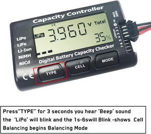 Digital Battery Capacity Checker Capacity Controller CELLMeter-7 Battery Balancer Tester LCD for LiPo/Life/Li-ion/NiCd/NiMH Battery