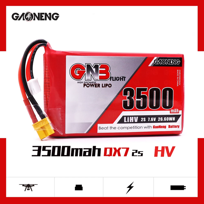 GNB 3500mAh 7.6V 2S HV Lipo Battery XT30 Plug for FrSky Taranis QX7 Transmitter TX Remote Control