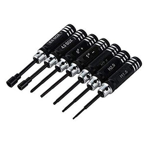 Screwdriver 7 In 1 Hex Screw Driver Tool Kit Universal Hexagon Wrench Sleeve/Flat Heat Screw Driver/Cross Screw Driver For RC Model Aircraft - (Color: Black)