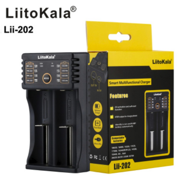 LiitoKala Lii-202 18650 Battery Smart Charger Lii202 For 1.2V/3.7V/AA/AAA/18650