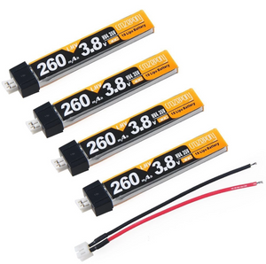 Crazepony (4 ก้อน)260mAh HV 1S LiPo Battery 30C 3.8V for Tiny Whoop Blade Inductrix JST-PH 2.0